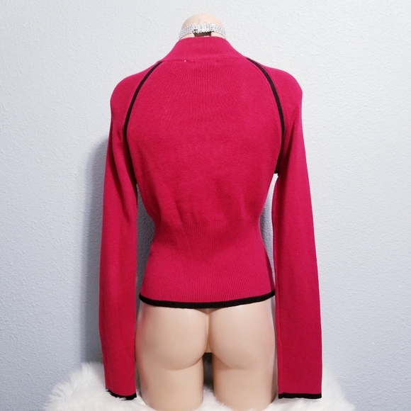 Vintage 90's 2000's Y2k red zipper club shirt top blouse LARGE - Picture 6 of 7